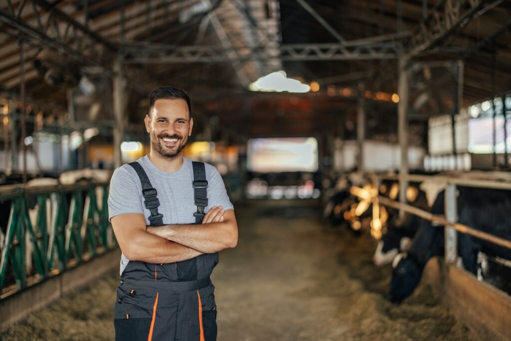 Adult man, making sure his farm is well known.